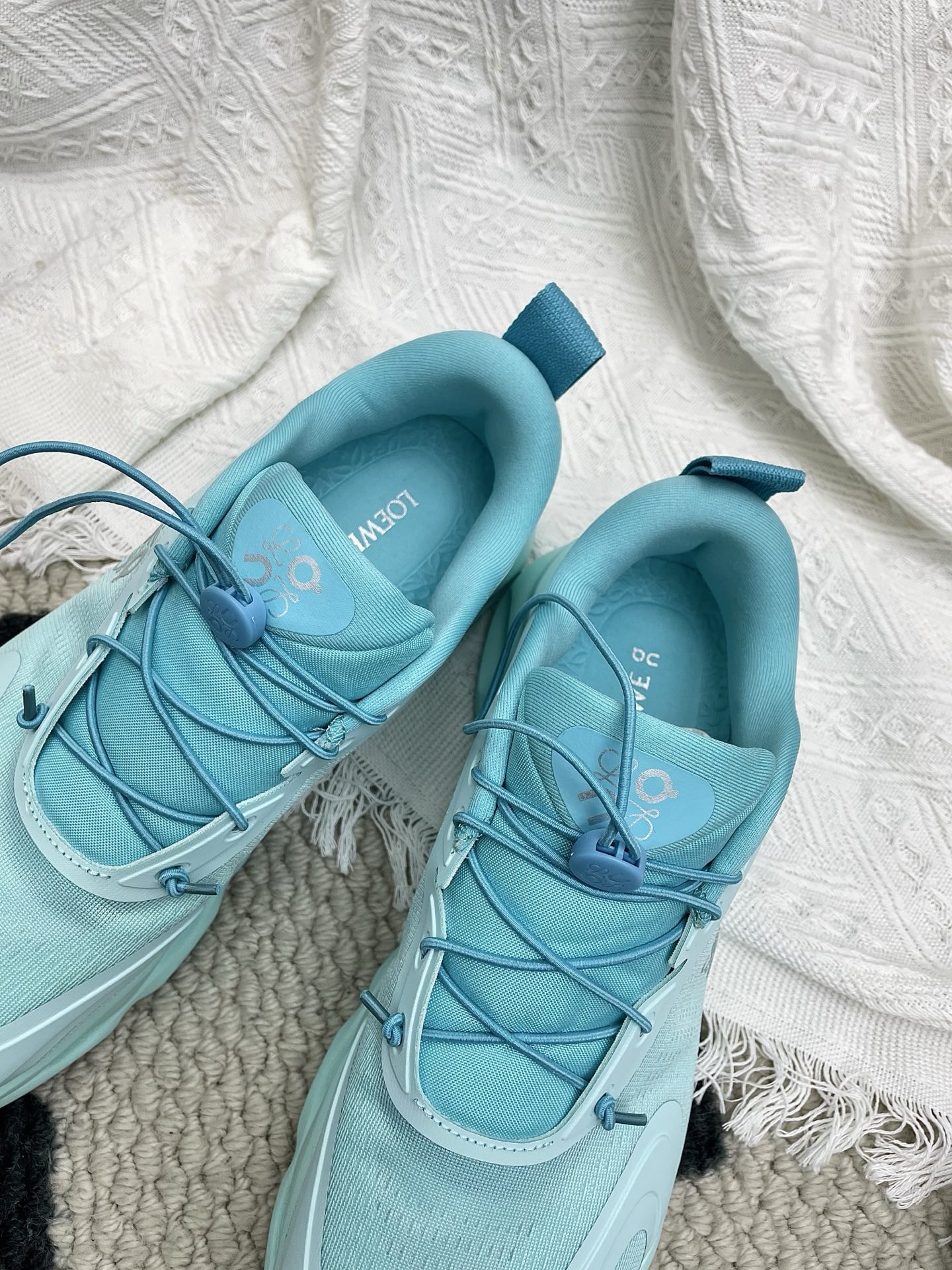 LOEWE 26S CLOUDSOLO SNEAKERS IN AQUA BLUE RECYCLED POLYESTER