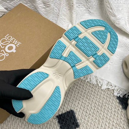 LOEWE 26S CLOUDSOLO SNEAKERS IN LIGHT BLUE AND BEIGE RECYCLED POLYESTER