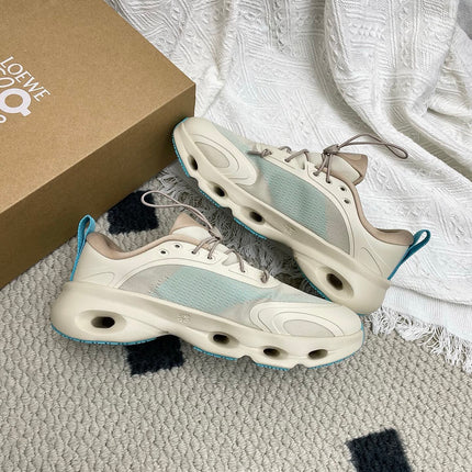 LOEWE 26S CLOUDSOLO SNEAKERS IN LIGHT BLUE AND BEIGE RECYCLED POLYESTER