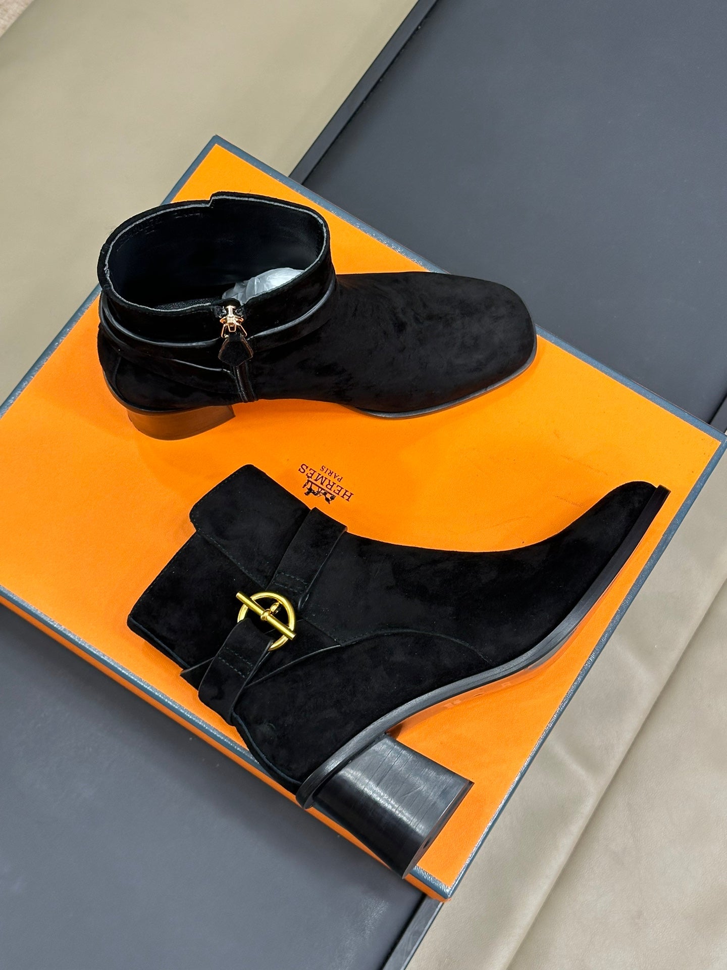 JILL 60 ANKLE BOOT IN BLACK SUEDE