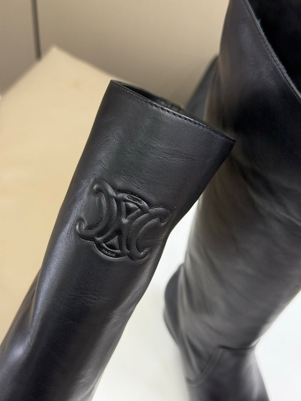 CELINE 26S HIGH-TOP BOOTS IN BLACK CALFSKIN