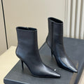 YSL 26S ZIPPERED HEELED BOOTS IN BLACK CALFSKIN