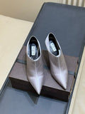 ALAIA 26S TRANSPARENT HIGH HEELS IN LAVENDER GRAY SATIN