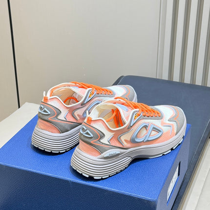 DIOR 26S B30 COUNTDOWN TECH SNEAKER IN GRAY AND ORANGE TECHNICAL FABRIC AND SUEDE