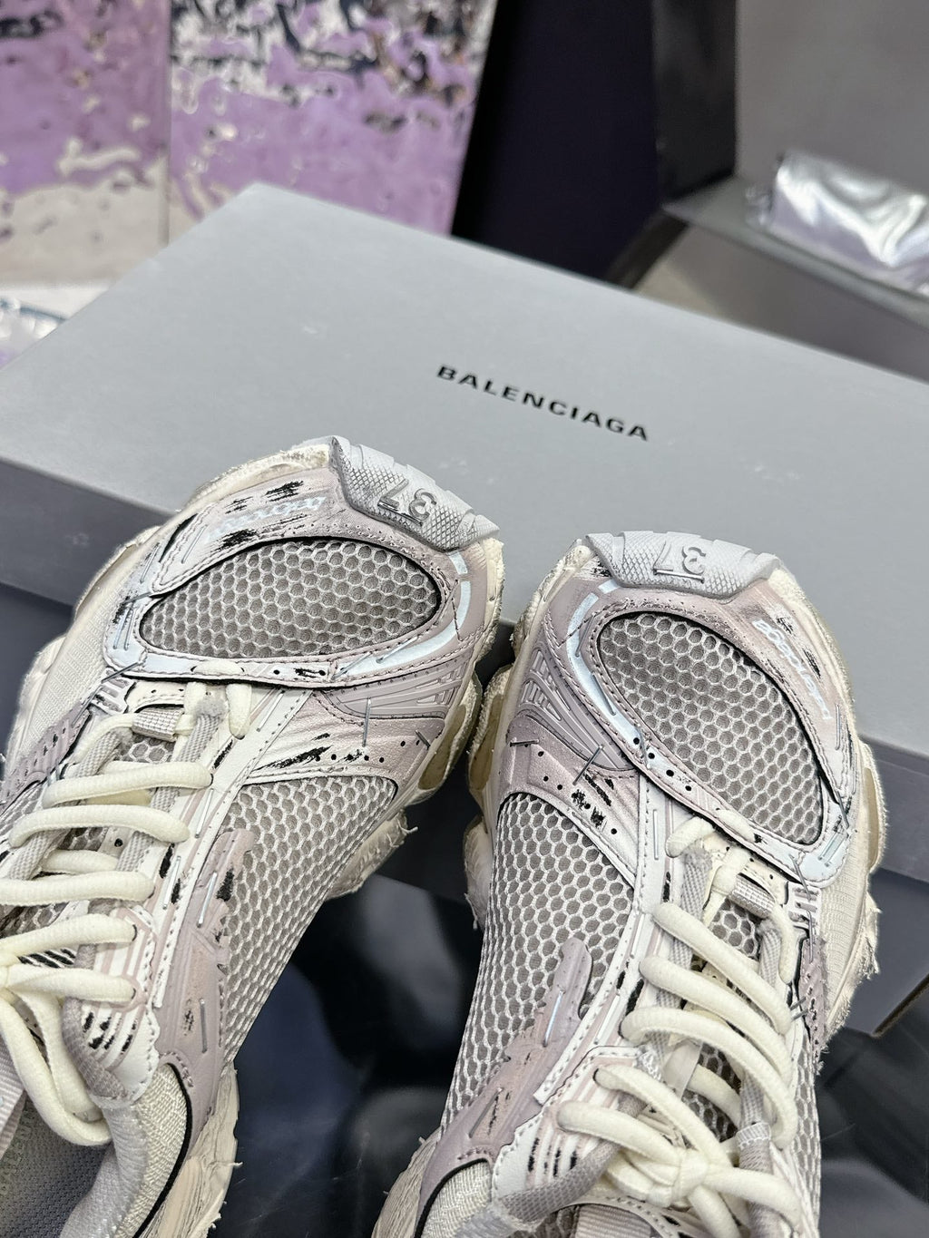 STAPLER SNEAKER IN BEIGE AND GREY POLYURETHANE AND POLYESTER