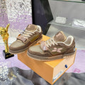 LV 26S TRAINER SNEAKERS IN BEIGE BROWN CALFSKIN WITH RHINESTONE