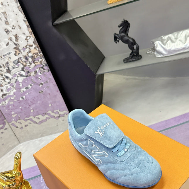 LV 26S FOOTPRINT SOCCER SNEAKERS IN BLUE SUEDE