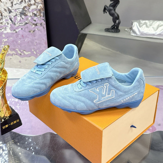 LV 26S FOOTPRINT SOCCER SNEAKERS IN BLUE SUEDE