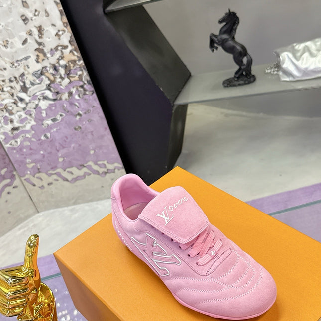 LV 26S FOOTPRINT SOCCER SNEAKERS IN PINK SUEDE
