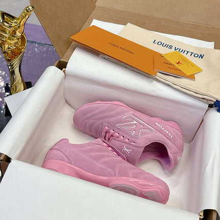 LV 26S FOOTPRINT SOCCER SNEAKERS IN PINK SUEDE