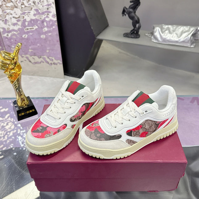 GUCCI 26S SNEAKER IN WHITE AND RED CALFSKIN