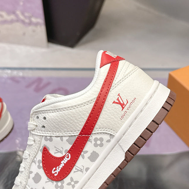 LV 26S DUNK LOW SNEAKERS IN WHITE RED HELLO KITTY MONOGRAM CALFSKIN