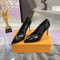 LV 26S POINTED TOE PUMPS 85MM IN BLACK PATENT CALFSKIN