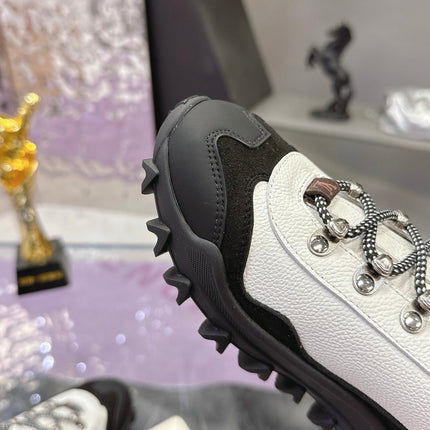 LV 26S RUSH XPLORER SNEAKER IN WHITE BLACK CALFSKIN AND SUEDE