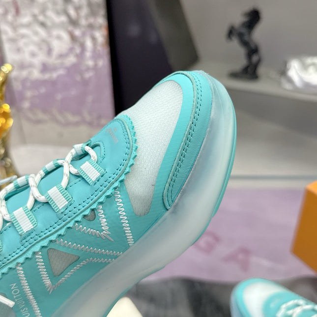 LV 26S SKATE SNEAKERS IN TIFFANY BLUE MESH TRANSLUCENT SOLE