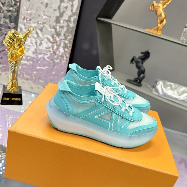 LV 26S SKATE SNEAKERS IN TIFFANY BLUE MESH TRANSLUCENT SOLE
