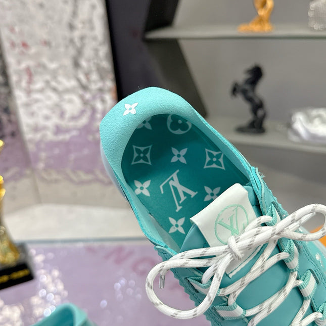 LV 26S SKATE SNEAKERS IN TIFFANY BLUE MESH TRANSLUCENT SOLE