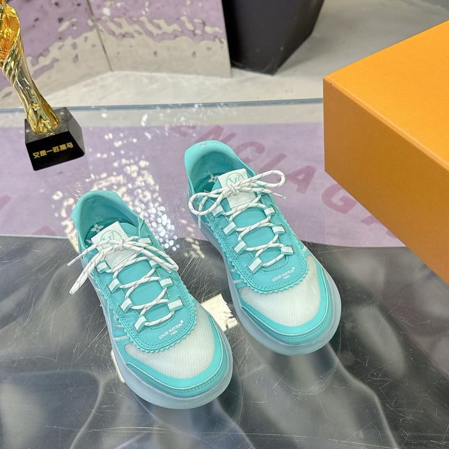 LV 26S SKATE SNEAKERS IN TIFFANY BLUE MESH TRANSLUCENT SOLE