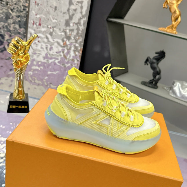 LV 26S SKATE SNEAKERS IN YELLOW MESH TRANSLUCENT SOLE