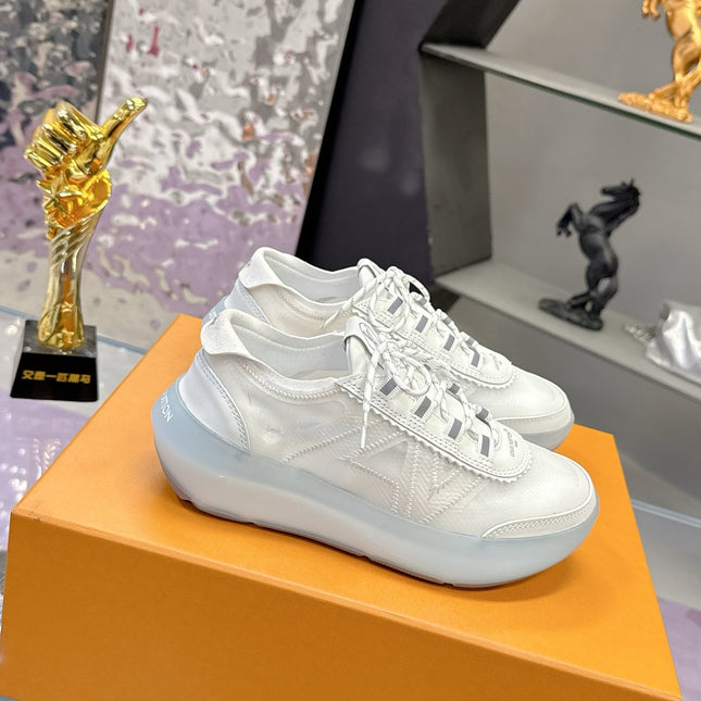 LV 26S SKATE SNEAKERS IN WHITE MESH TRANSLUCENT SOLE