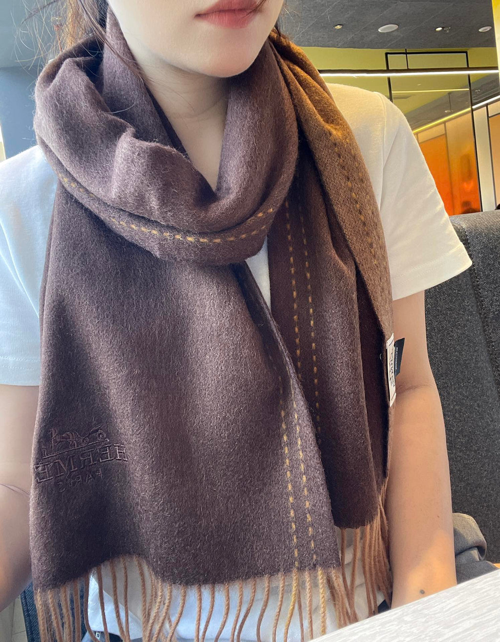 SCARF 180CM CHOCOLATE BROWN CASHMERE