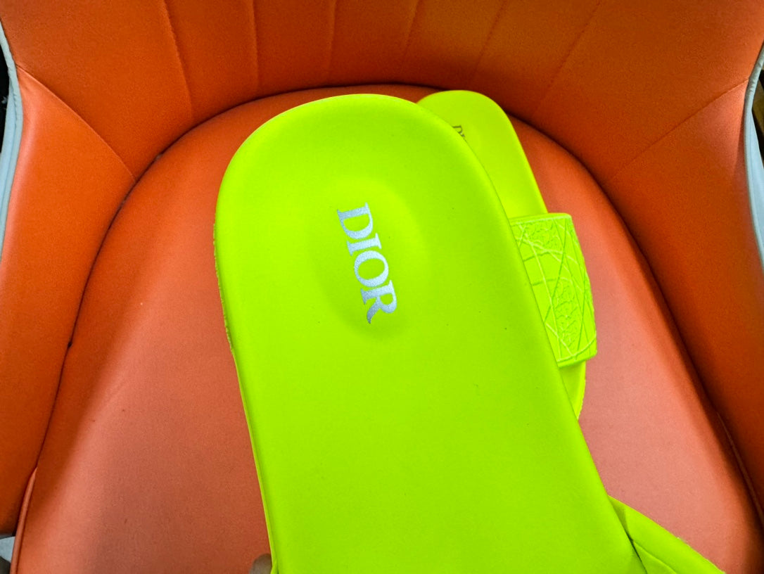 CD AQUA EMBROIDED SANDAL CHARTREUSE FABRIC