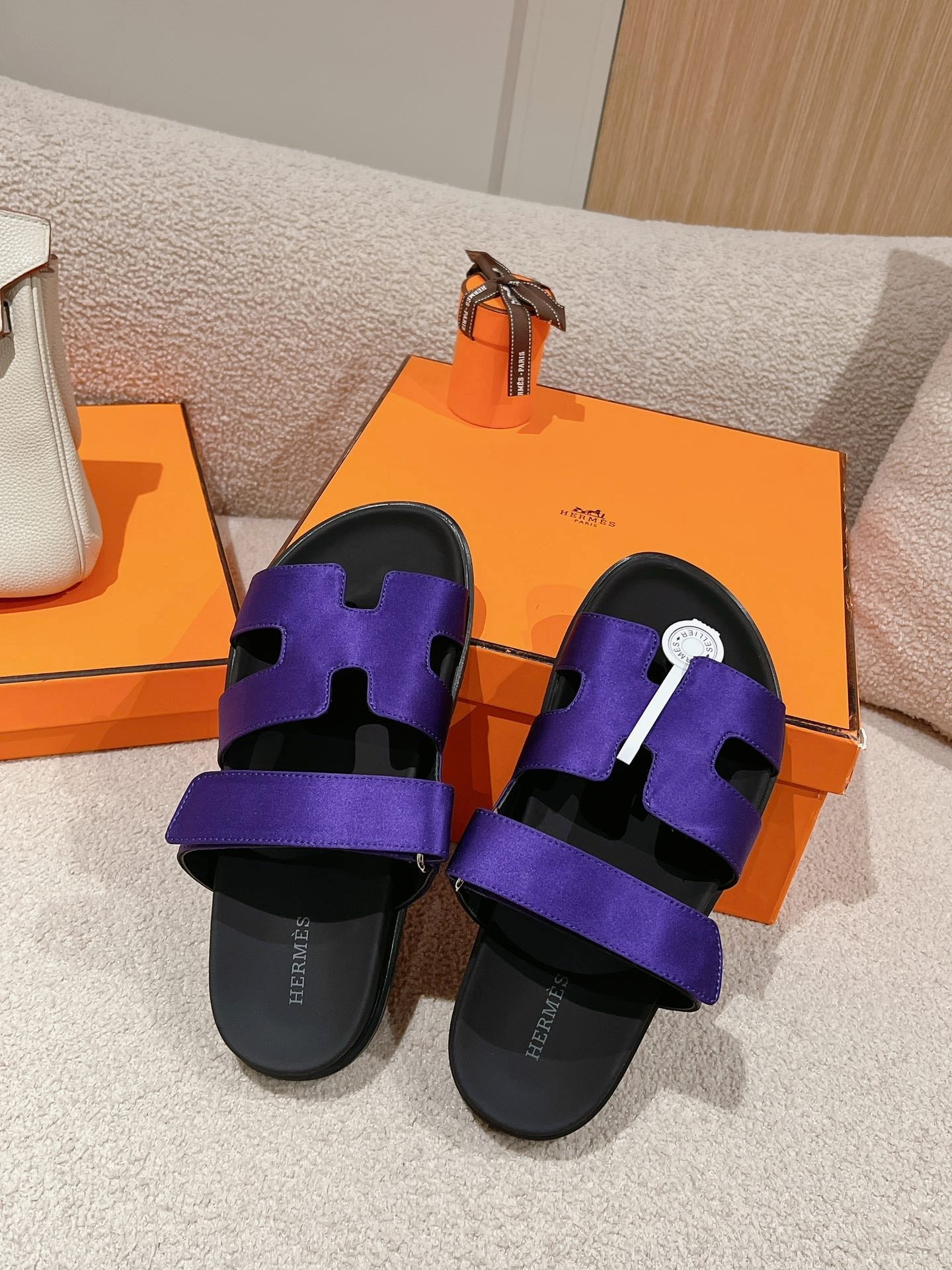 CHYPRE SANDAL BLACK MIX IMPERIAL BLUE CALFSKIN
