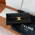 TRIOMPHE WALLET 19 IN BLACK CALFSKIN GOLD HARDWARE