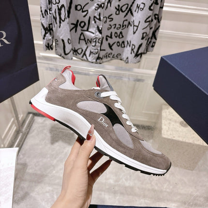 DIOR 25S MILE SERIES SNEAKERS 25MM IN BROWN SUEDE