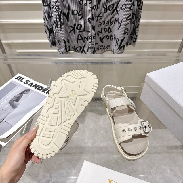 DIOR 26S BUCKLE SANDALS IN OFF WHITE CANVAS