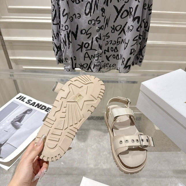 DIOR 26S BUCKLE SANDALS IN BEIGE CANVAS