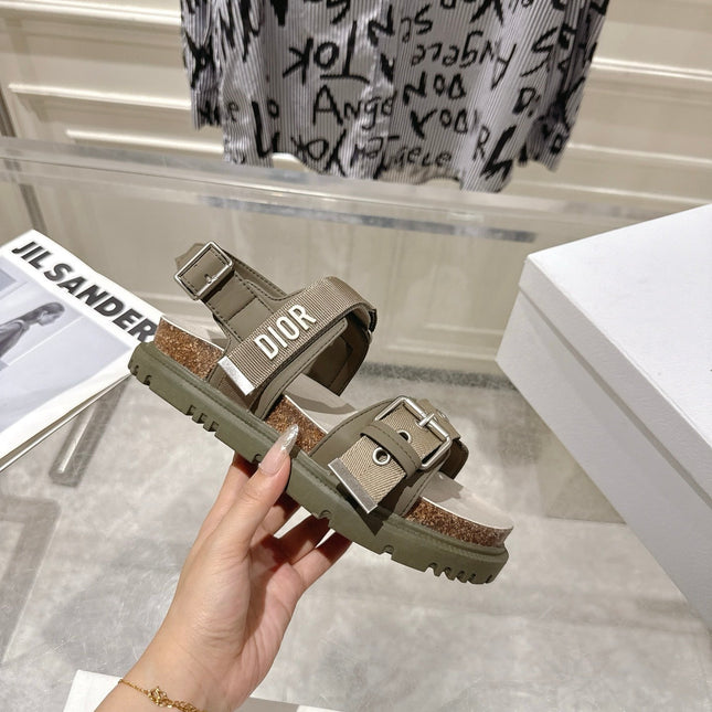 DIOR 26S BUCKLE SANDALS IN KHAKI CANVAS