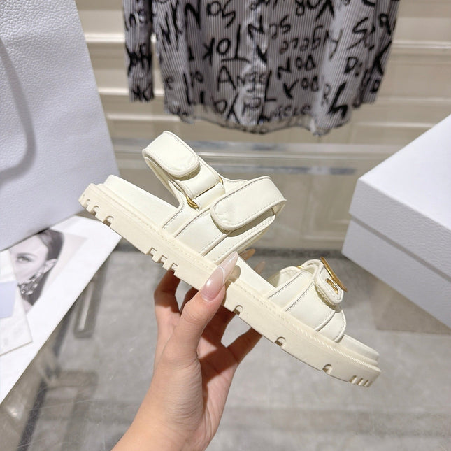 DIOR 26S VELCRO SANDALS IN OFF WHITE CALFSKIN