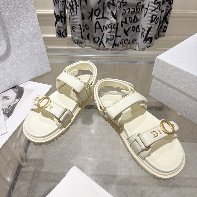 DIOR 26S VELCRO SANDALS IN OFF WHITE CALFSKIN