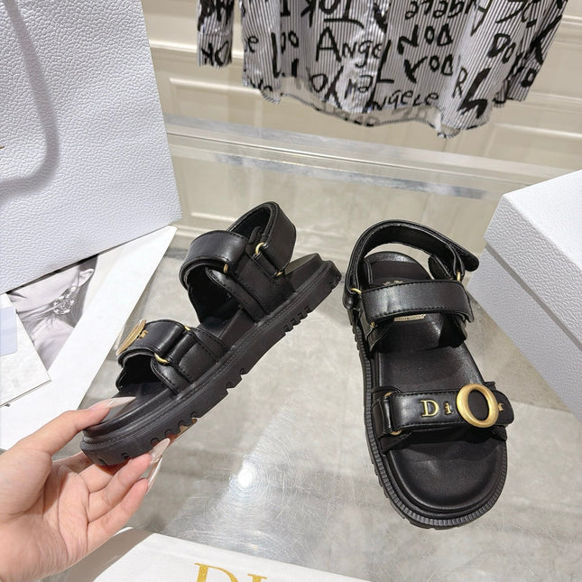 DIOR 26S VELCRO SANDALS IN BLACK CALFSKIN