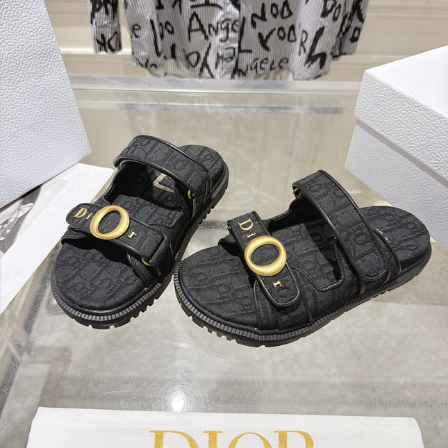 DIOR 26S SANDALS IN BLACK OBLIQUE CANVAS