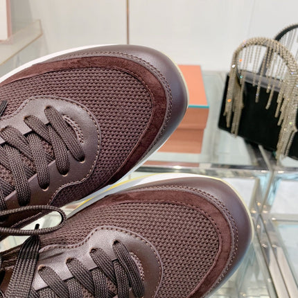 SNEAKER IN MAHOGANY RED CANVAS MIX SUEDE WITH LAMBSKIN