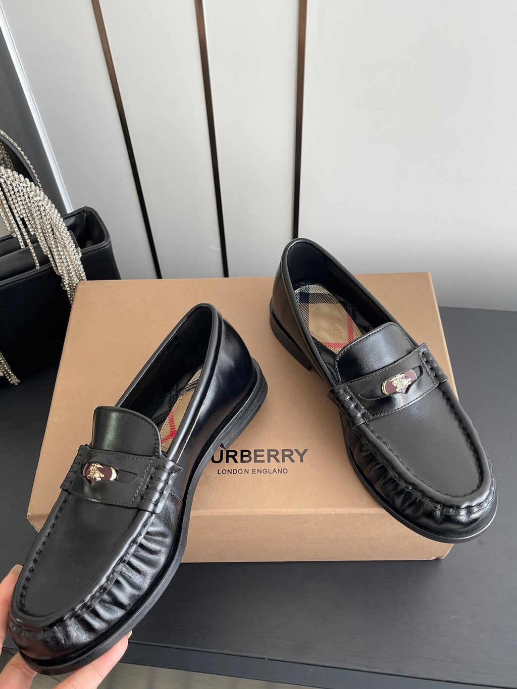 BURBERRY 26S LOAFERS IN BLACK CALFSKIN