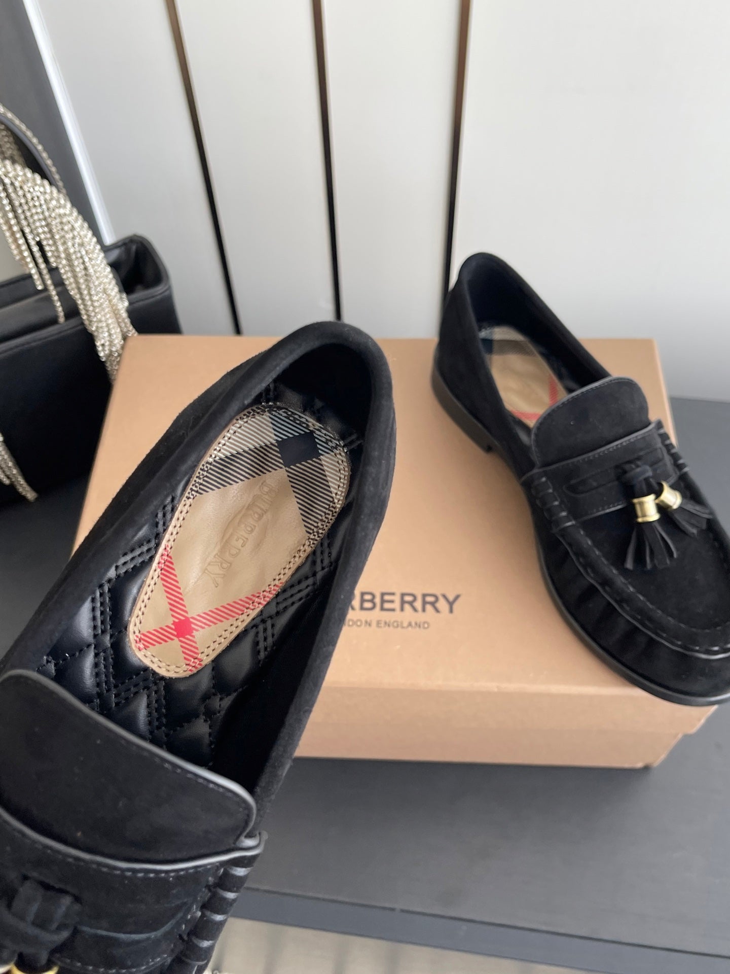 BURBERRY 26S LOAFERS IN BLACK SUEDE
