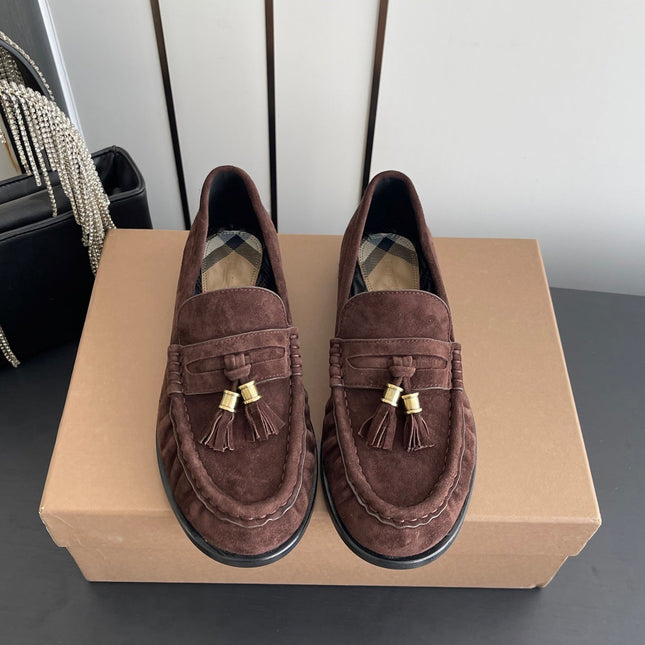 BURBERRY 26S LOAFERS IN DARK BROWN SUEDE