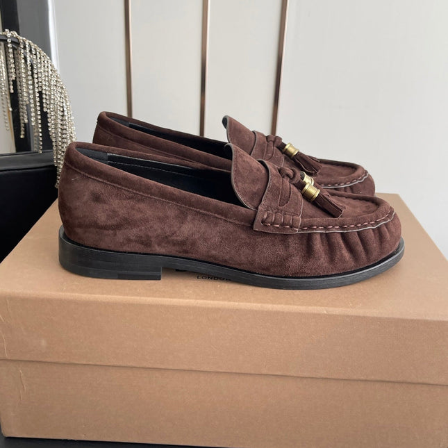 BURBERRY 26S LOAFERS IN DARK BROWN SUEDE