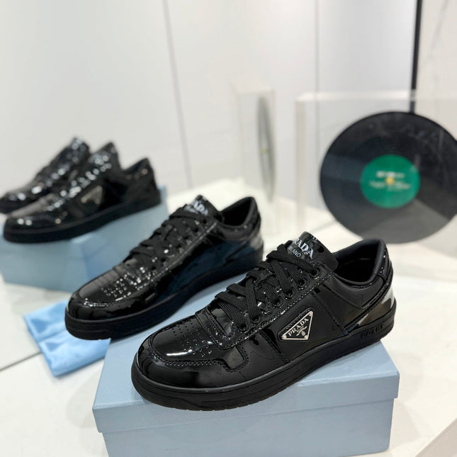 PRA DOWNTOWN PERFORATED SNEAKERS GLOSSY BLACK CALFSKIN