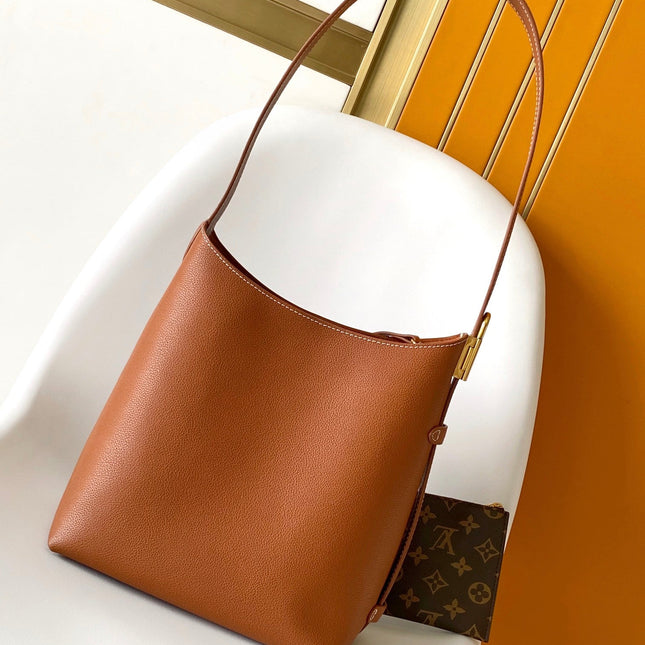 LV 25S LOW KEY HOBO BAG 28 CM IN BURNT ORANGE CALFSKIN