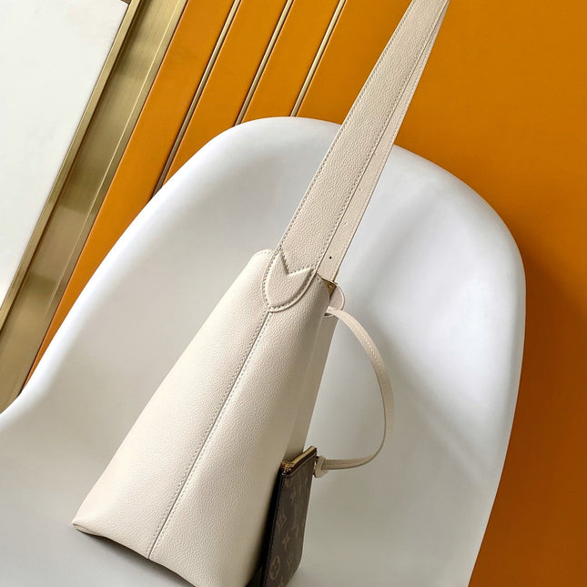 LV 25S LOW KEY HOBO BAG 35 CM IN CREAM WHITE CALFSKIN