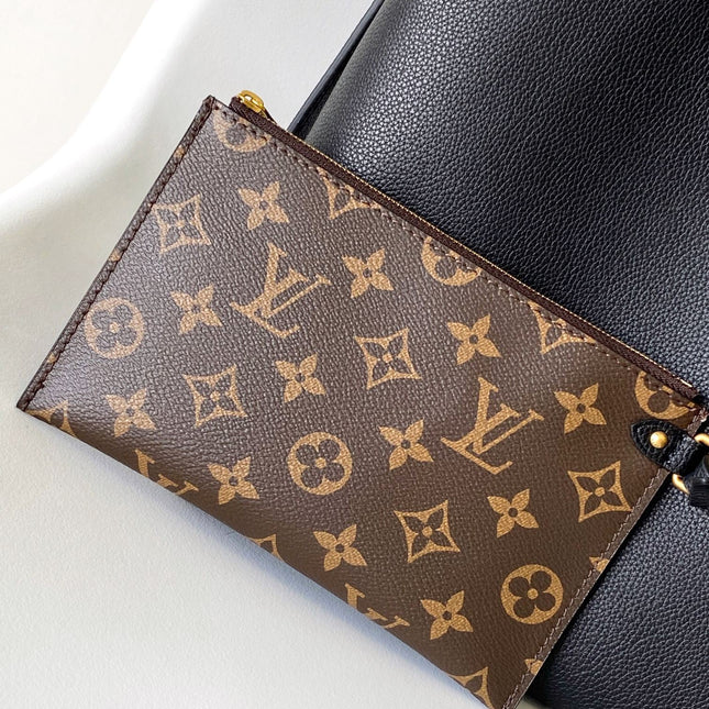 LV 25S LOW KEY HOBO BAG 35 CM IN BLACK CALFSKIN