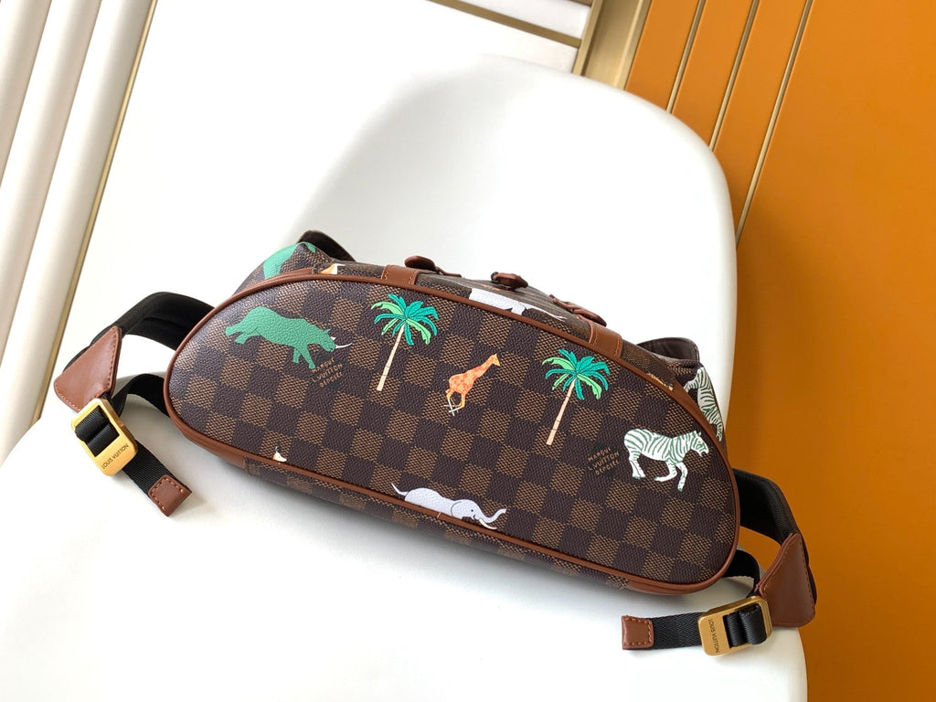 LV 25S CHRISTOPHER BACKPACK 48 IN DARK BROWN CALFSKIN GOLD HARDWARE