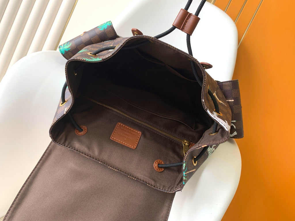LV 25S CHRISTOPHER BACKPACK 48 IN DARK BROWN CALFSKIN GOLD HARDWARE