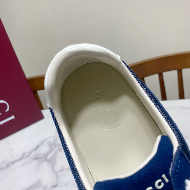 GUCCI 26S SNEAKER IN NAVY BLUE SUEDE AND FABRIC