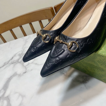 GUCCI 26S HIGH-HEELED SHOES 45 MM IN BLACK LAMBSKIN