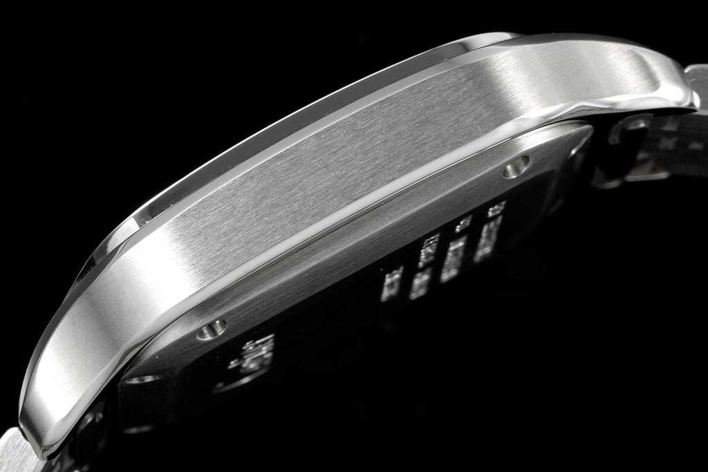 SANTOS MEDIUM MODEL DE CARTIER WATCH SILVER CASE WITH NAVY BLUE DIAL